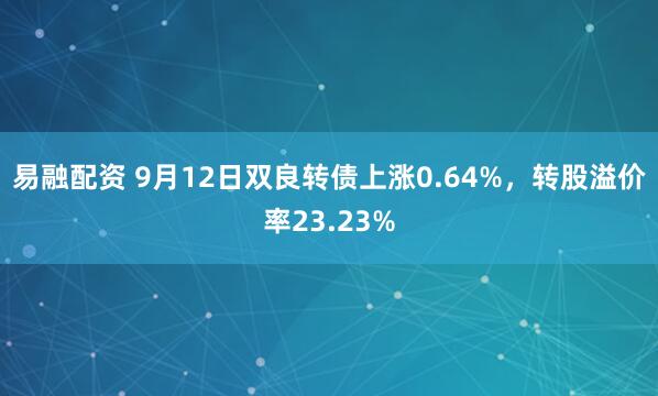 易融配资 9月12日双良转债上涨0.64%，转股溢价率23.23%