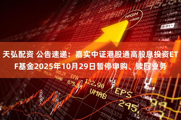 天弘配资 公告速递：嘉实中证港股通高股息投资ETF基金2025年10月29日暂停申购、赎回业务